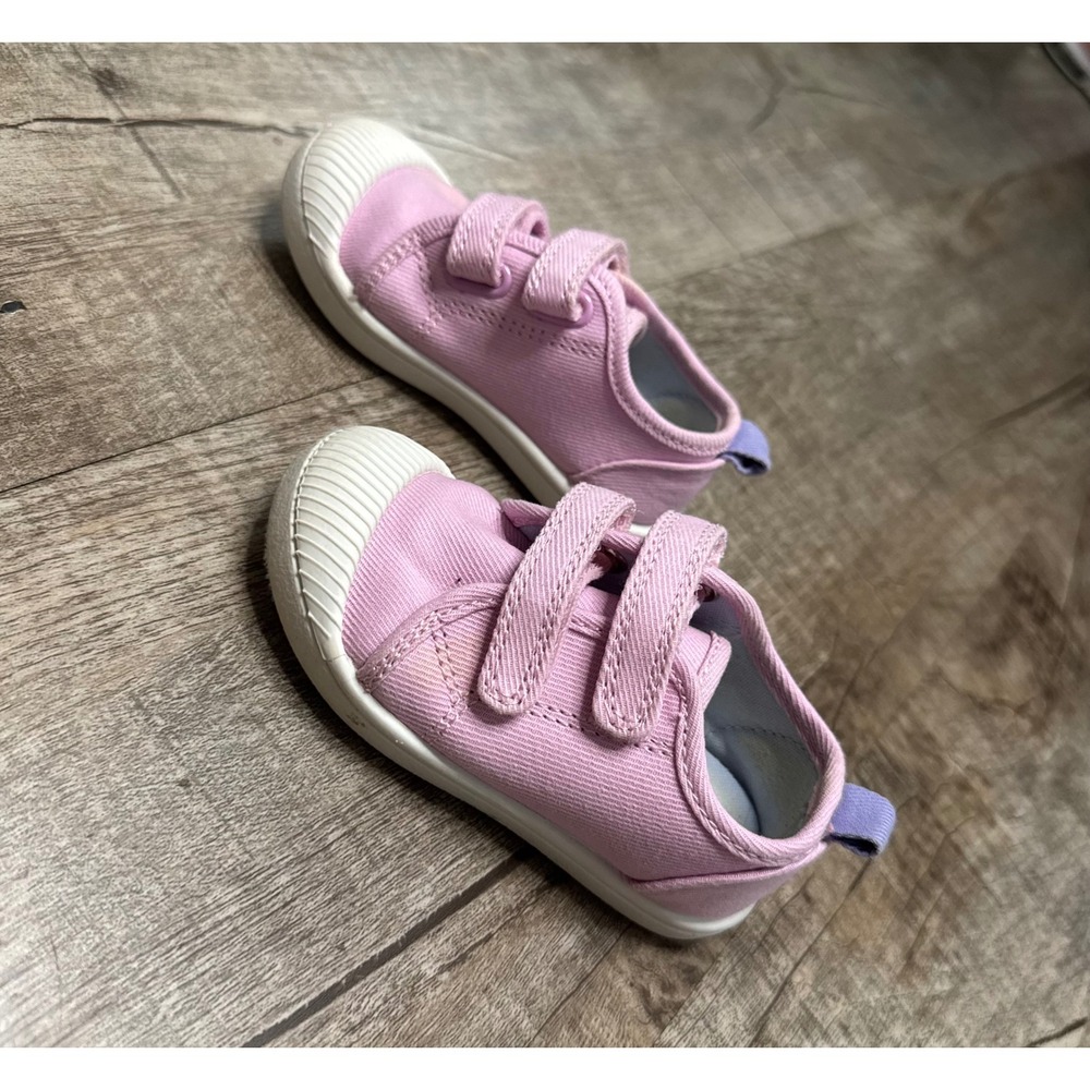 Cat & Jack Toddler Girls Pink Canvas Hook and Loop Sneakers Size 6 - Picture 5 of 8